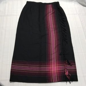 Black Southwestern Blanket Skirt w/ Fringe Size 8